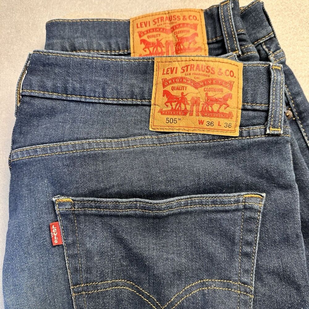 Levi's 505 Men's Regular Fit Jean, 36Wx36L - Medium Stonewash *2 Pair Bundle*